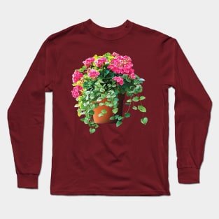 Pot of Pink Geraniums Long Sleeve T-Shirt
